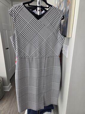 Tiana B. Black & White Geometric Midi Dress
